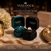 Boîte à bagues en velours de luxe, emballage de bijoux, logo personnalisé, boîte à bijoux octogonale, boîte cadeau de mariage ou de fiançailles haut de gamme, étui de présentation