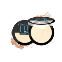 Poudre de maquillage pour le visage de haute qualité Clever Cat, contrôle de l'huile, imperméable, longue durée, mat, 2 couleurs en 1, poudre fixante compacte Fit Me