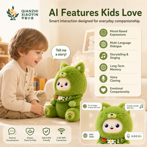 Peluche AI Chat Vert Assis, qui bouge la queue, avec collier Daisy, visage ABS, clonage vocal, 50+ langues, mémoire longue durée, WiFi 2.4G, CE - Product Image 4