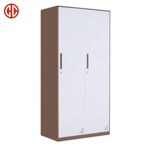 Modern bedroom furniture steel locker gym 2 door metal wardrobe clothes cabinet metal steel knock down structure locker