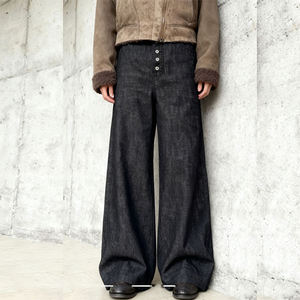 Custom High Quality Japanese Selvedge Denim <b>Jeans</b> Cotton Blank <b>Button</b> Men Baggy <b>Jeans</b> Comfortable Stylish Straight Leg <b>Jeans</b> - Product Image 1