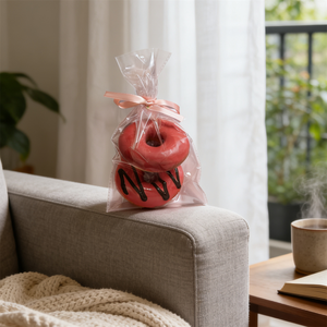Ensemble de desserts au chocolat en forme de donut en plastique de 4 pouces, fraises, 2 pièces, nœud papillon, cadeau mignon, confiture, friandises sucrées, décoration, écologique - Product Image 2