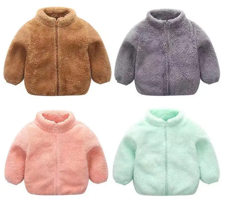 FuYu 2023 Mais popular Toddler meninas jacketsandowear Fleece Hoody Coat Zip Up Teddy Jacket Inverno Outwear Quente