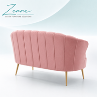 Canapé d'attente de luxe pour salon, causeuse moderne en velours pour réception, mobilier de salon de beauté, fauteuil lounge rose personnalisé pour salon de coiffure, onglerie et spa ZENNE