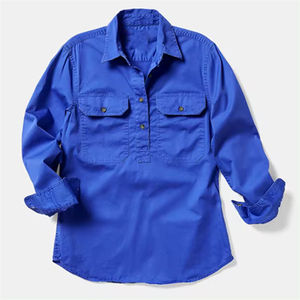 Atacado 100% Algodão dos homens Meio Botão Manga Longa Casual Farm Trabalho Camisa Customizável Logo Anti-Rugas Turn-Down Lavado - Product Image 3