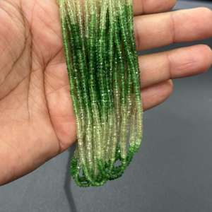 Perles de Tsavorite de pierres précieuses chaudes couleur verte ombragée perles de Tsavorite Rondel à facettes produit en vrac fait à la main - Product Image 1