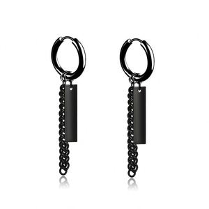 Pendientes de Acero Inoxidable al por Mayor, Tipo Clip, Colgantes, con Cruz Negra, Estilo Punk, para Hombre y Mujer - Product Image 2
