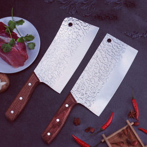 Cuchillo de cocina con patrón martillado, cuchillo de chef forjado, cuchillo para cortar huesos, cuchillo para rebanar, juego de cuchillos de cocina de acero inoxidable con agua. - Product Image 1