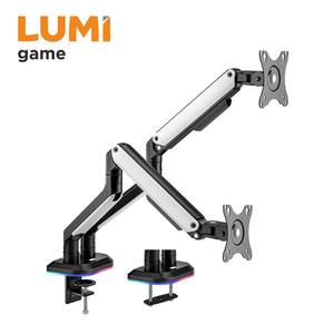 Bras de moniteur de jeu double lumière rvb LDT63-C024GL support de montage de bureau à ressort mécanique réglable support d'écran LCD convient à 17 " - 32" - Product Image 1