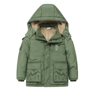 Customized Version New Winter Long Sleeved Children Fleece Lining Bubble Padded Jacket Winter Puffer Hooded Kids Jackets