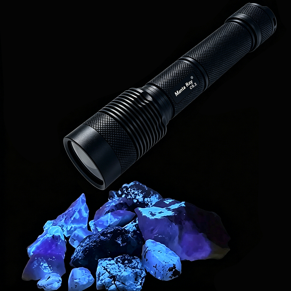 5W Professional UVC Flashlight C8.2-UVC-254 Optical Black Glass UV 254nm 310nm IP66 Aluminum Camping Medical Industrial Testing