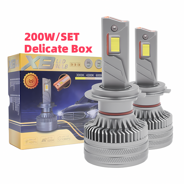 X8 12V 24V 20000LM 200W LED Headlight Bulb Canbus 3000K 4300K 6000K H1 H7 H8 H9 H11 9005 9006 9012 H11 Led Bulb Truck Light
