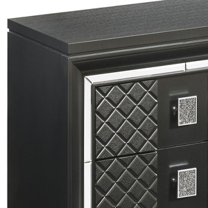 Metallic Grey 2-<b>drawer</b> Nightstand With Quilted Design And Crystal Feet - Product Image 6