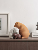 Ornements en céramique faits à la main, style Wabi-sabi, motif Famille de Trois Ours, ensemble multi-pièces, décoration intérieure artistique, luxe discret et apaisant
