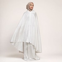 Ensemble de prière Mukena blanc cassé pour femmes, vêtements islamiques modestes