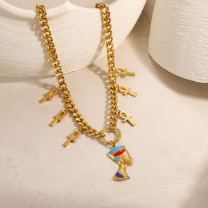 Collar de Moda en Capas con Colgante de Cruz Egipcia Chapado en Oro de 18k para Festivales y Celebraciones - Product Image 3