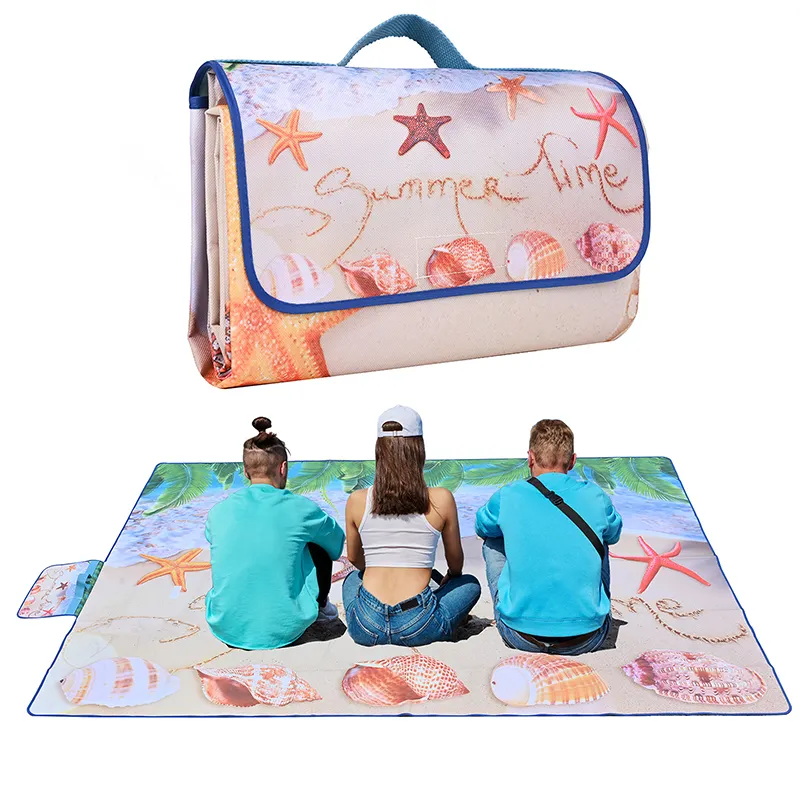 Tapis de pique-nique replié imperméable personnalisé tapis de plage rembourré et pliable d'extérieur