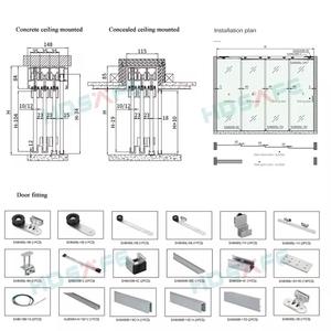 シンプルなスライドガラスドアインテリア自動ガラススライドドアハードウェアLivingroomキッチンアパート用 - Product Image 3