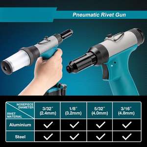 Kit de pistolet à riveter <span class=keywords><strong>pneumatique</strong></span> Outil de <span class=keywords><strong>riveteuse</strong></span> hydraulique à air robuste avec 200 rivets pour réparation automobile - Product Image 3