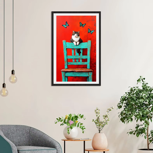Tableau mural « Chaton sur le tabouret » – Impression haute définition sur toile avec cadre intégré pour la décoration intérieure - Product Image 6