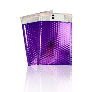anuncios publicitarios de burbuja 100 piezas Suppliers-Autoadhesivo 6x9, gran embalaje, púrpura, metalizado, burbuja holográfica