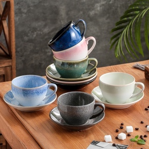 Taza y Platillo de Porcelana de Boca Ancha de 300 ml para Latte Art, Diseño Retro, Reutilizable y Ecológico para Hogar o Cafetería - Product Image 6