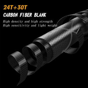قضبان صيد Baitcasting بأطوال 2.1م و2.7م و2.86م، بحلقات توجيه Fuji يابانية، قسمين، من ألياف الكربون 24T+30T، قضيب غزل لصيد القاروس والسلمون المرقط - Product Image 3