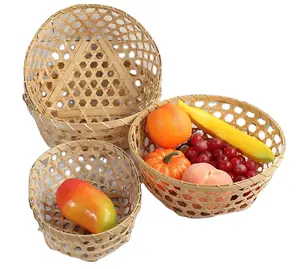 Bamboo hand woven mini round native egg bamboo basket gift packaging fruit food storage basket