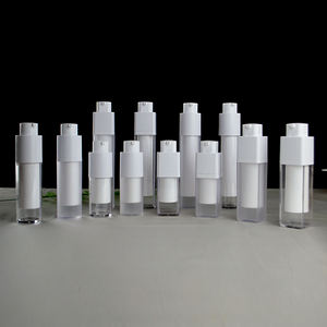 Vente en gros de 15ml 30ml 50ml Acrylique en plastique à double paroi pour crème de forêt blanche transparente Bouteilles à pompe sans air carrées pour soins de la peau pour Loti - Product Image 1