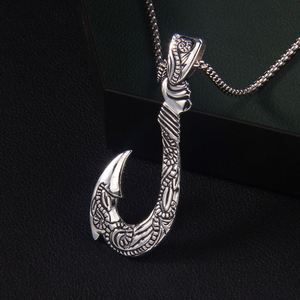 Stainless Steel Fishhook <b>Charm</b> Vintage Viking Men's Titanium Steel Pendant No Fade Necklace Vintage Stainless Necklace - Product Image 1