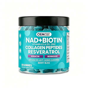 Gomitas Antienvejecimiento con NAD+, Resveratrol, Berberina, Biotina, Colágeno, Queratina, Zinc, Vitamina K2 y D3, Gomitas de NAD para Cabello, Piel, Uñas y Articulaciones - Product Image 1