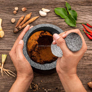 Mortero y Maja de Granito, Tazón para <span class=keywords><strong>Guacamole</strong></span>, <span class=keywords><strong>Molcajete</strong></span> Mexicano, Molinillo de Piedra para Especias, Condimentos, Pastas, Pestos y <span class=keywords><strong>Guacamole</strong></span> - Product Image 5