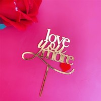 Camilla Valentinstag Acryl Quadratischer Gold/Silber Cake Topper für Jubiläums- und Geburtstagsfeiern