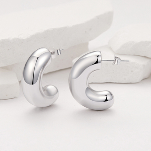 <b>Huggie</b> <b>Earrings</b> Rhodium Plated Unisex Trendy Studs Fashion Jewelry - Product Image 3