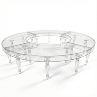 Table de dîner en acrylique demi-lune pour événements hôteliers, mariages et utilisation en extérieur, structure en acier inoxydable durable, design contemporain