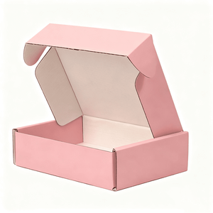 Boîte d'expédition en carton ondulé rose personnalisée pour cosmétiques, emballage pour rouge à lèvres, fard à paupières, blush, soins de la peau, échantillons de beauté - Product Image 2