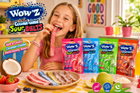 Wholesale WOWZ Licorice Sour Belts Candy Rainbow Gummy Strips Soft Liquorice Candy Gummy OEM Private Label Candy Factory