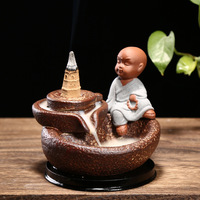 थोड़ा साधु धूप बर्नर छोटे बुद्ध Backflow धूप बर्नर Samanera टॉवर धूप बर्नर Backflow Stonewashed ज़ेन