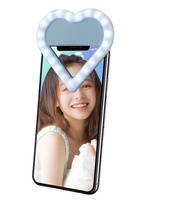 Anneau lumineux LED rechargeable USB pour selfie Clip-on Mobile Phone Live Photography Fill light Portable Mini Pink Heart Ring Light