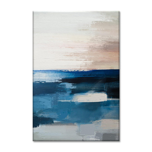 Pintura Abstracta Azul Marino y Gris Personalizada al por Mayor, Obra de <span class=keywords><strong>Arte</strong></span> Grande para Hotel, <span class=keywords><strong>Arte</strong></span> Mural de Paisaje en Acrílico con Marco de Madera - Product Image 2