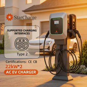 Vandal Proof Starcharge Saturn IK10 IP55 2x22kW Type 2 AC Station CE CB Approved for Destination Workplace ev car <b>charger</b> - Product Image 1