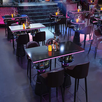 Ensemble de meubles de bar lumineux de luxe Discothèque Cocktail Whisky Bistro Comptoir Lounge Easy Clean Glow Led Table haute et chaises hautes
