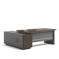 Bureau d'angle exécutif moderne et contemporain, table d'ordinateur en bois pour bureau de direction, extensible et convertible, avec finition mélamine