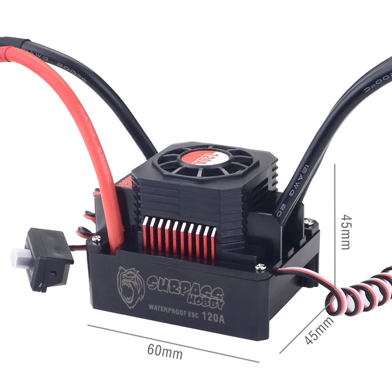 SURPASS HOBBY 120A Waterproof Brushless ESC Electric Speed Controller for 1/8 1/10 on-road Off-road Rc Car Parts