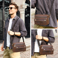 Sac à bandoulière en cuir Crazy Horse en gros, livraison directe, petit sac messager à fermeture éclair pour hommes avec plusieurs poches