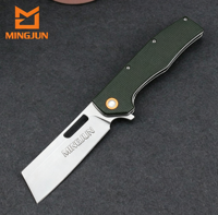 Couteau pliant en acier D2 avec pivot à roulement à billes, manche en Micarta, lame finition Stonewashed, couteau de poche EDC pour le camping, la randonnée et les activités de plein air
