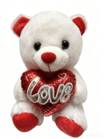 Peluche super douce et mignonne en forme d'ours en peluche avec rembourrage en coton PP, couverture réconfortante pour la Saint-Valentin, boîte cadeau en polyester lavé avec cœur d'amour