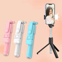 X1107-1 R1s Stabilisateur de lumière LED grand angle en acier inoxydable, trépied perche à selfie Bluetooth pour photographie sur smartphone iOS Android