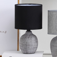 Lampu Meja Modern Eropa Murah Ruang Tamu Hitam Lampu Malam Samping Tempat Tidur dengan Kap Lampu Linen
