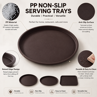 Plateau de service rond en plastique PP pour serveurs, restaurant, bar, café, hôtel, usage commercial, antidérapant